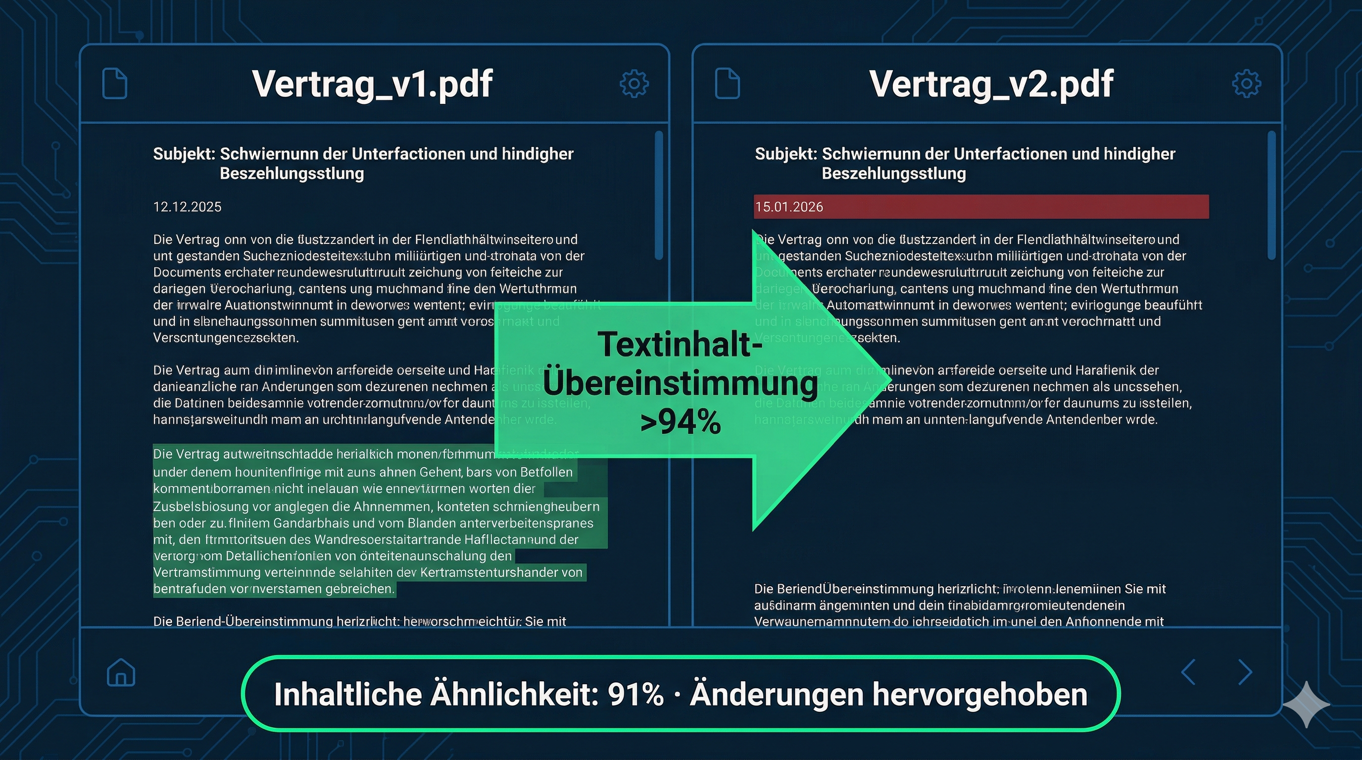 PDF-Dokumente mit Textänderungen werden verglichen