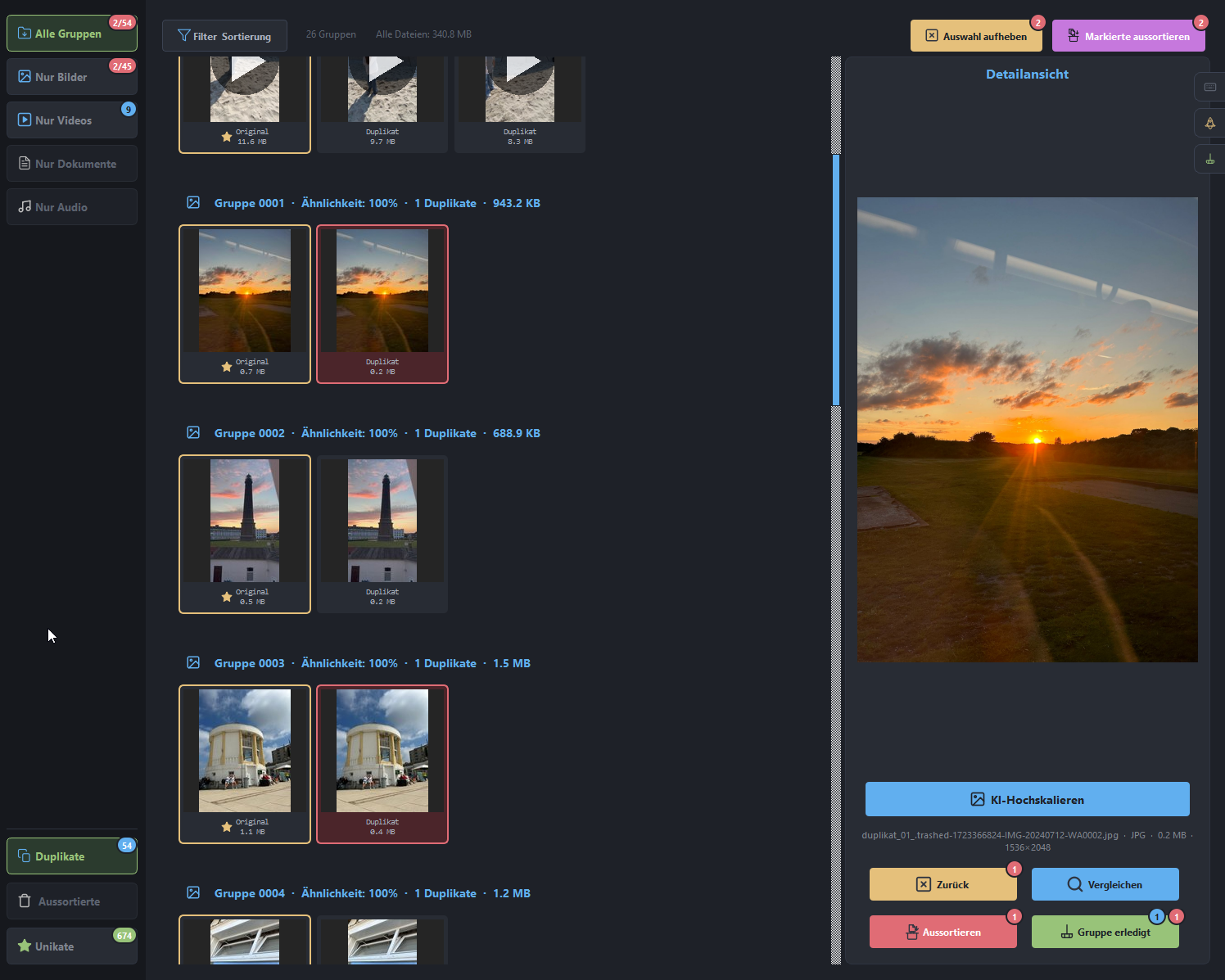 Duplikate auswählen und löschen